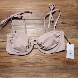 Shade & Shore Bikini Top Womens 34 B Light Brown Underwire NEW